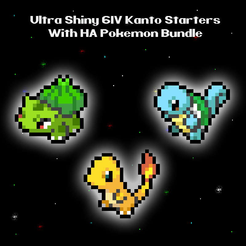 Shiny Bulbasaur/charmander/squirtle Starter Pack 6IV Pokemon 