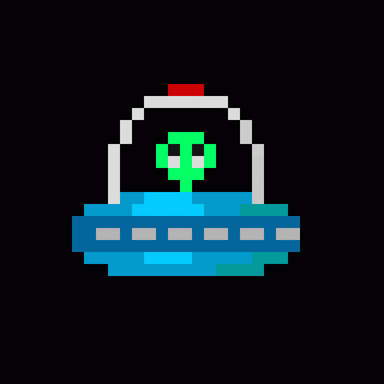 Pixel UFO Ship with green alien Digital art NFT card created by ELY M ...