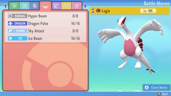 Pokemon Sword and Shield in game Shiny Lugia