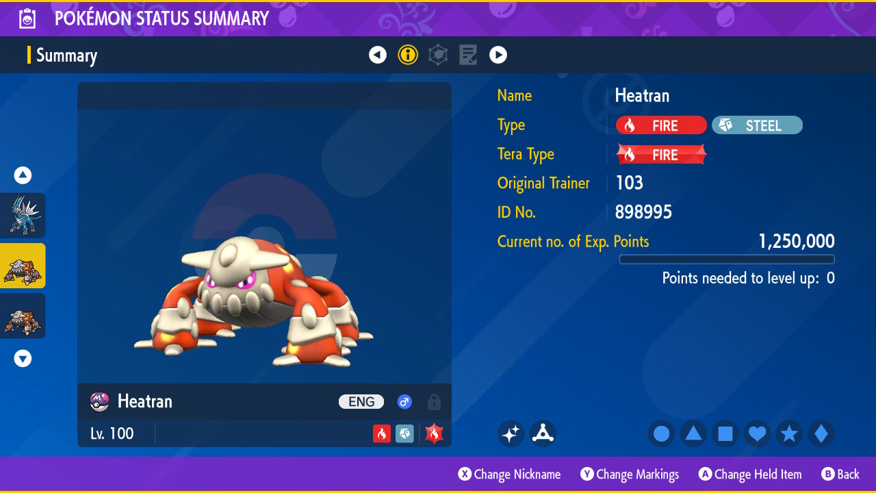 Ultra Square Shiny Heatran 6IV Max Stats Efforts and All Moves for  Pokemon Sword, Shield, Brilliant Diamond, Shining Pearl, Legends Arceus,  Scarlet, and Violet elymbmx