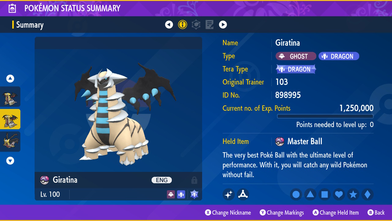 Shiny 6IV Palkia, Giratina, and Dialga in both forms Legendary