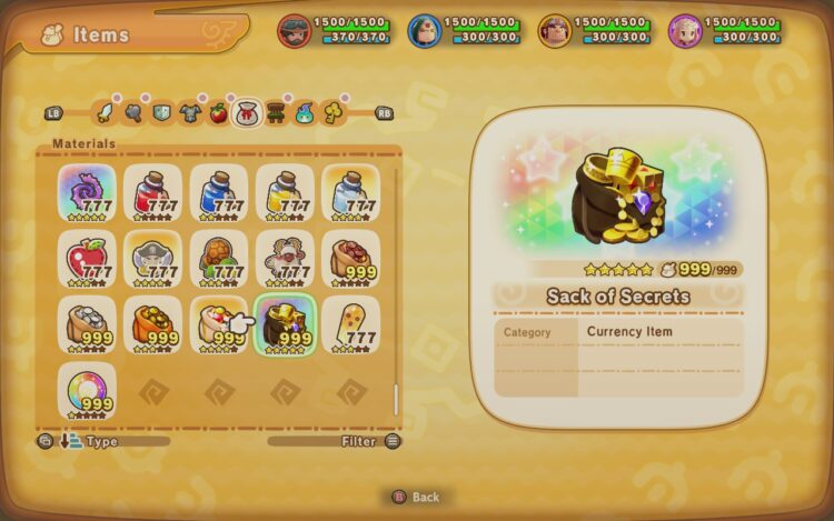 999 Sacks of Secrets (sell for 9,990,000 dosh) for FANTASY LIFE i: The Girl Who Steals Time - Image 2