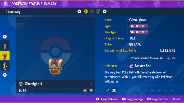 Shiny 6IV Roaming Gimmighoul, Shiny 6IV Gimmighoul in Chest, and Shiny 6IV Gholdengo with Master Balls Bundle for Pokemon Scarlet and Violet Only - Image 5