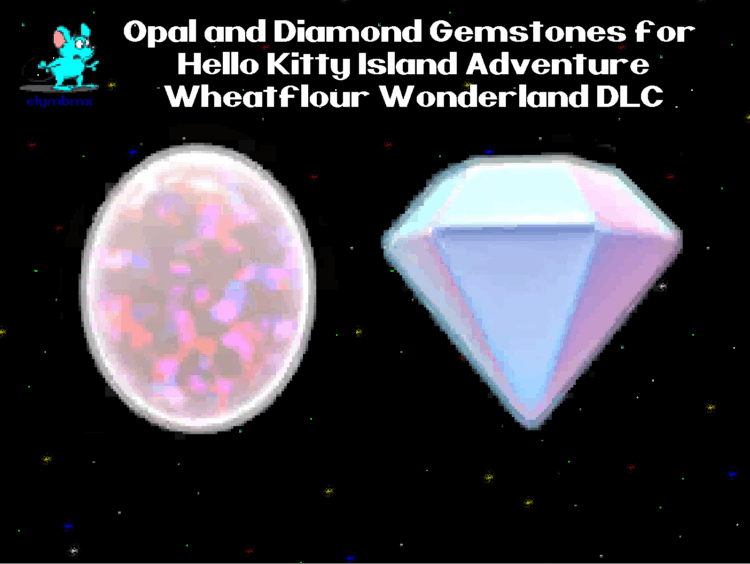 Opal and Diamond Gemstones for Hello Kitty Island Adventure Wheatflour Wonderland DLC