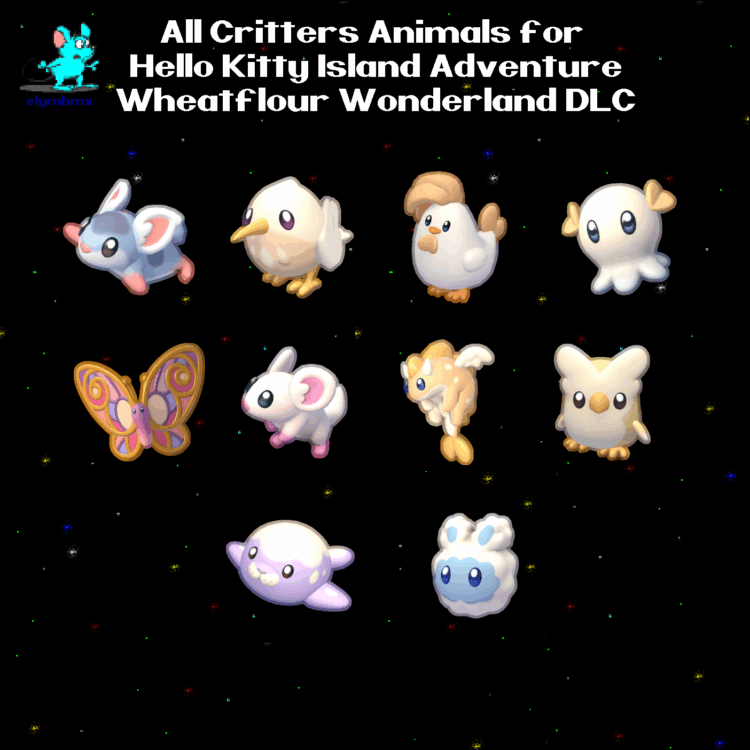 All Critters Animals for Hello Kitty Island Adventure Wheatflour Wonderland DLC