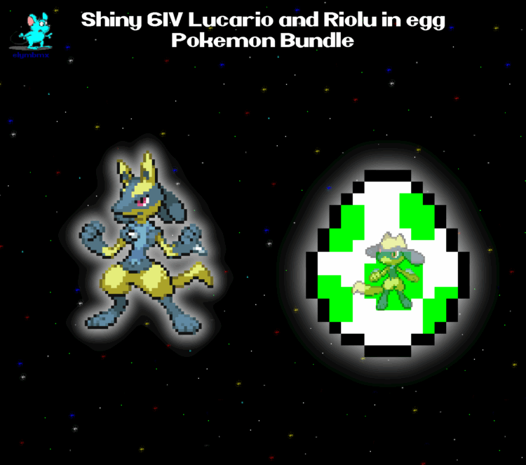 Shiny 6IV Lucario and Riolu in egg Pokemon Bundle for Sword, Shield, Brilliant Diamond, Shining, Pearl, Legends Arceus, Scarlet, Violet, and Legends Z-A
