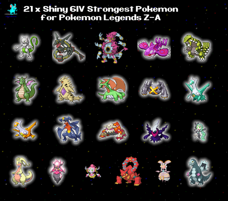21 x Strongest 6IV Shiny Pokemon with Master Balls - 600 and above Total Base Stat - 21 PCs Bundle for Legends Z-A ZA