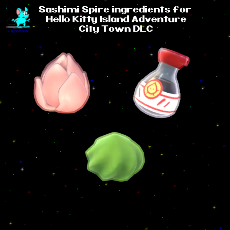 All Sashimi Spire ingredients for Hello Kitty Island Adventure City Town DLC