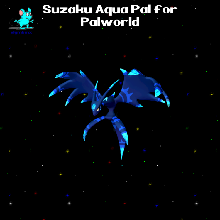 Suzaku Aqua Pal with best riding mount and maxed stats and skills for Palworld
