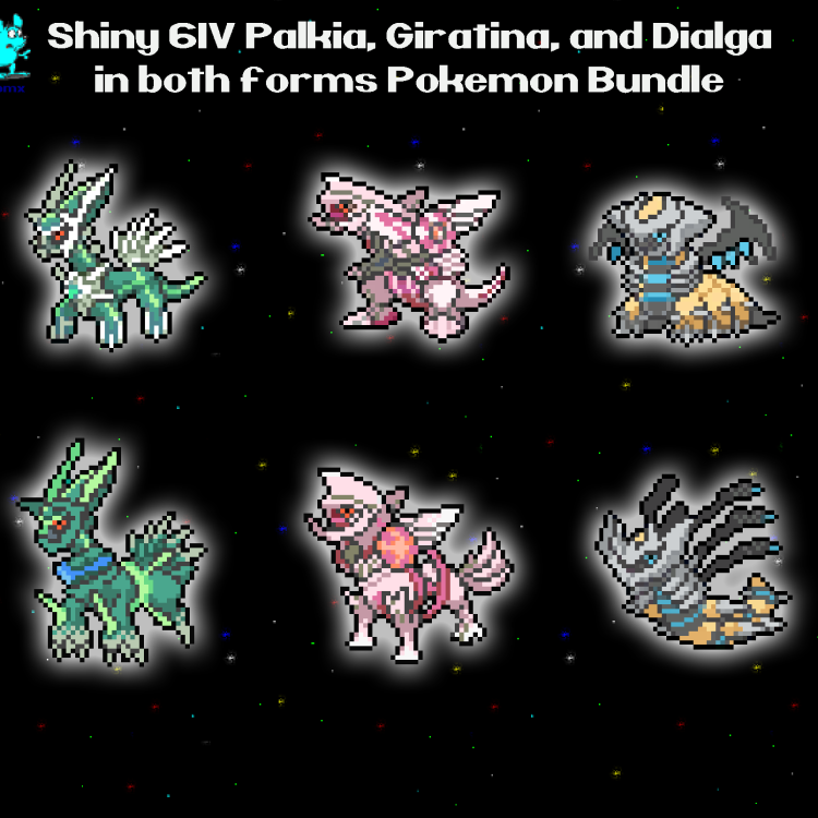 Shiny 6IV Palkia Giratina and Dialga Legendary Pokemon for 