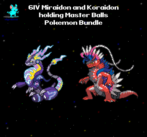 6IV Miraidon and Koraidon Legendary Pokemon Bundle for Scarlet and Violet Only