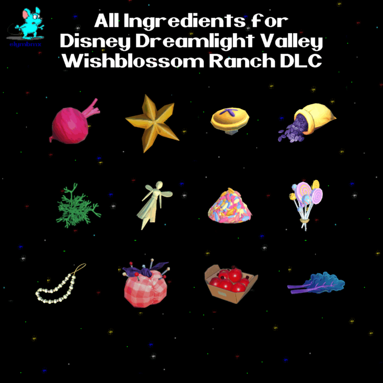 All Wishblossom Ranch Ingredients Bundle for Disney Dreamlight Valley