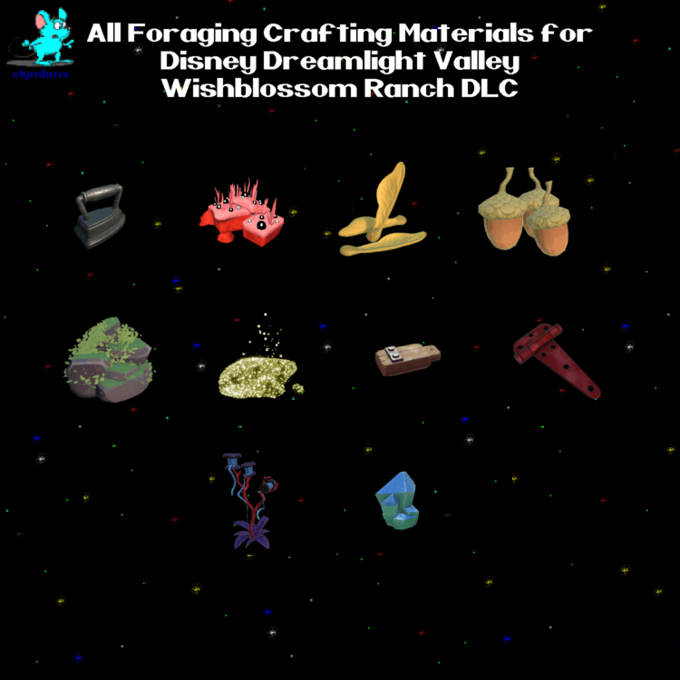 All Wishblossom Ranch Foraging Crafting Materials Bundle for Disney Dreamlight Valley