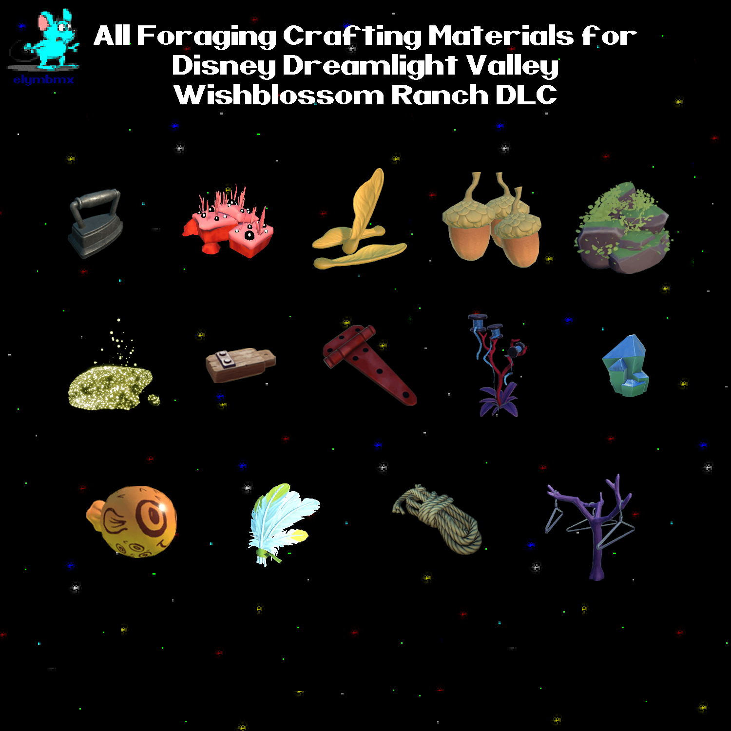 All Wishblossom Ranch Foraging Crafting Materials Bundle for Disney Dreamlight Valley