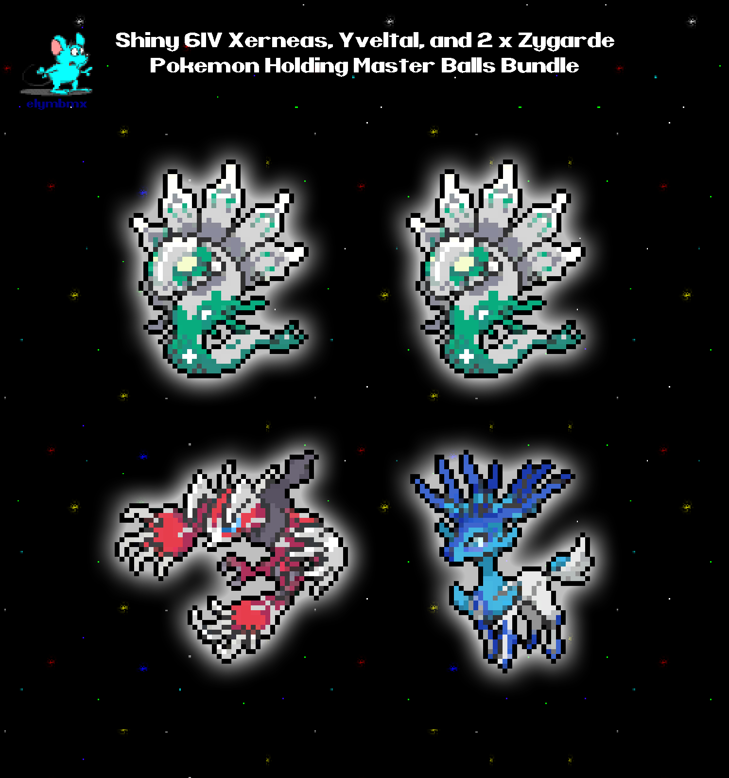 Shiny 6IV Palkia, Giratina, and Dialga Legendary Pokemon Holding